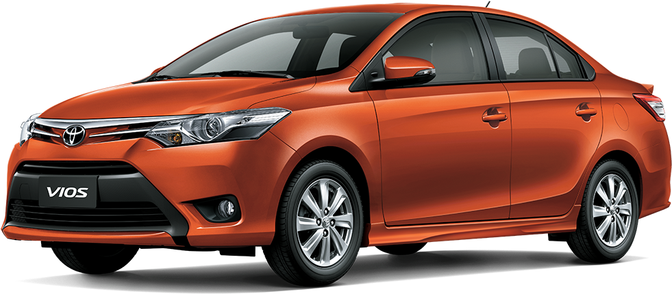 Download Toyota Vios Orange Side View | Wallpapers.com