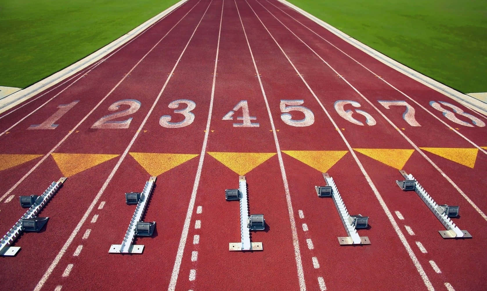 A Running Track With Numbers On It