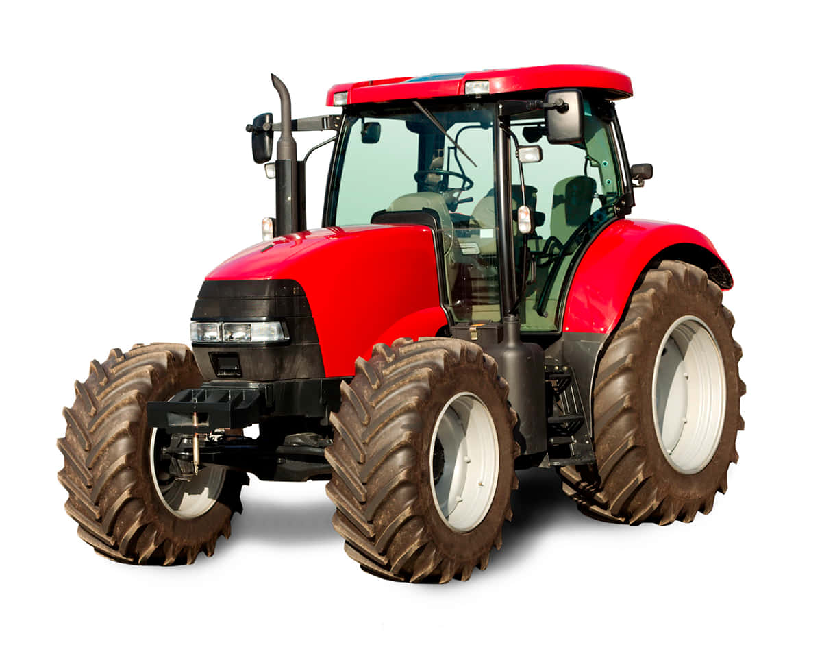 Red Tractor On A White Picture