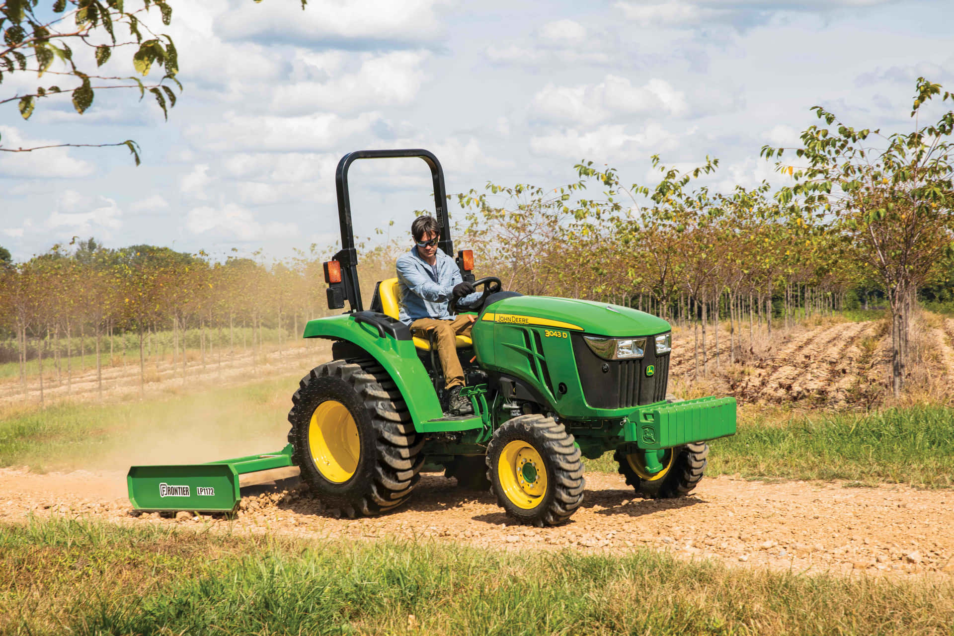Man Operating A Green Tractor Picture