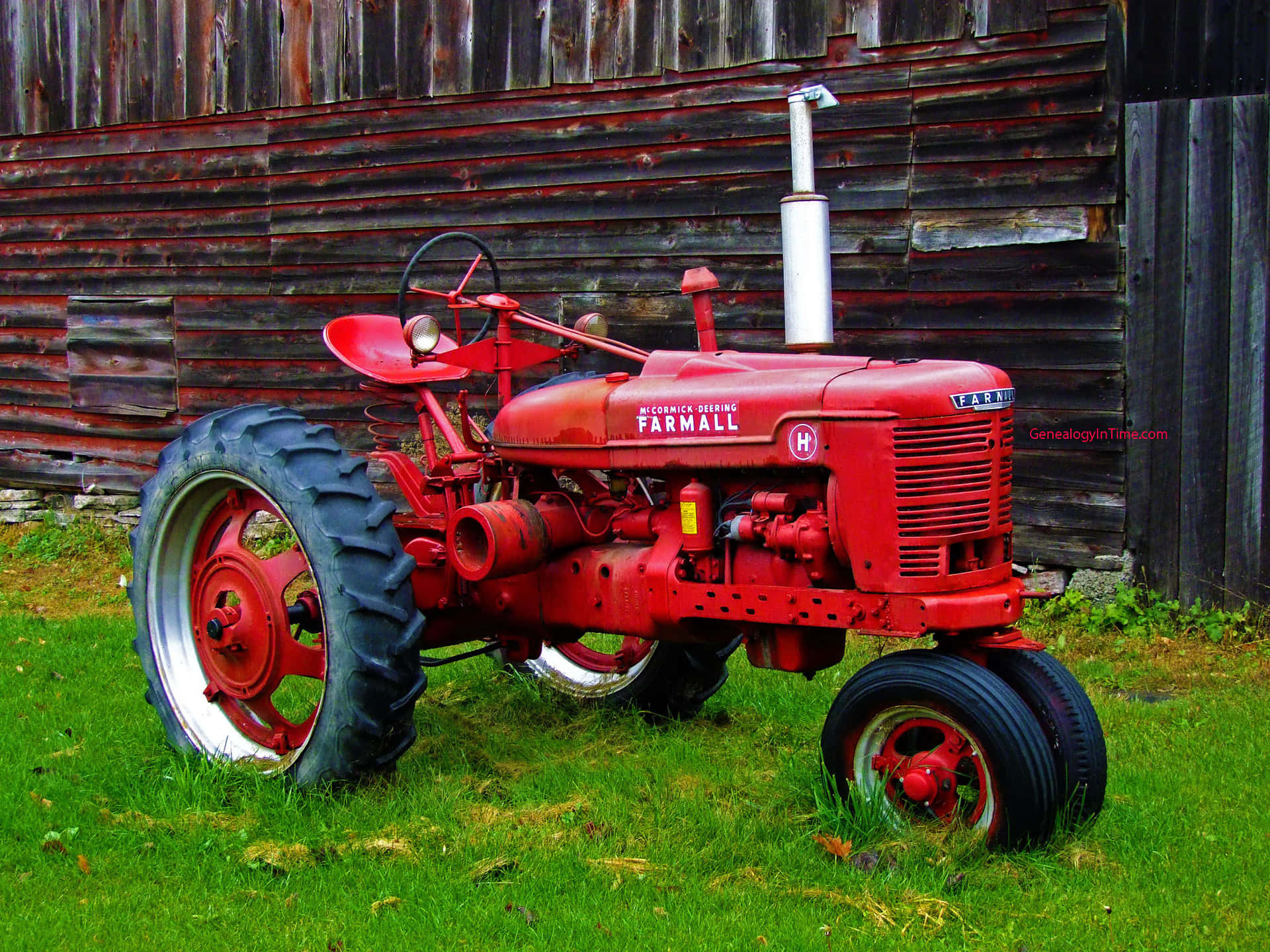 Red Three-Wheeler Tractor Picture