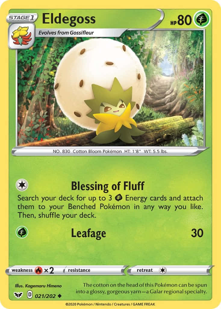 Trading Card With Eldegoss In Forest Wallpaper