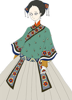 Traditional Asian Attire Illustration PNG