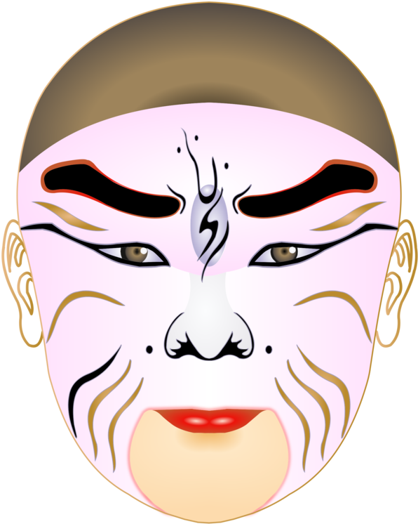 Traditional Asian Theater Mask PNG