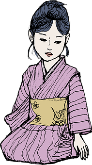 Traditional Asian Woman Illustration PNG