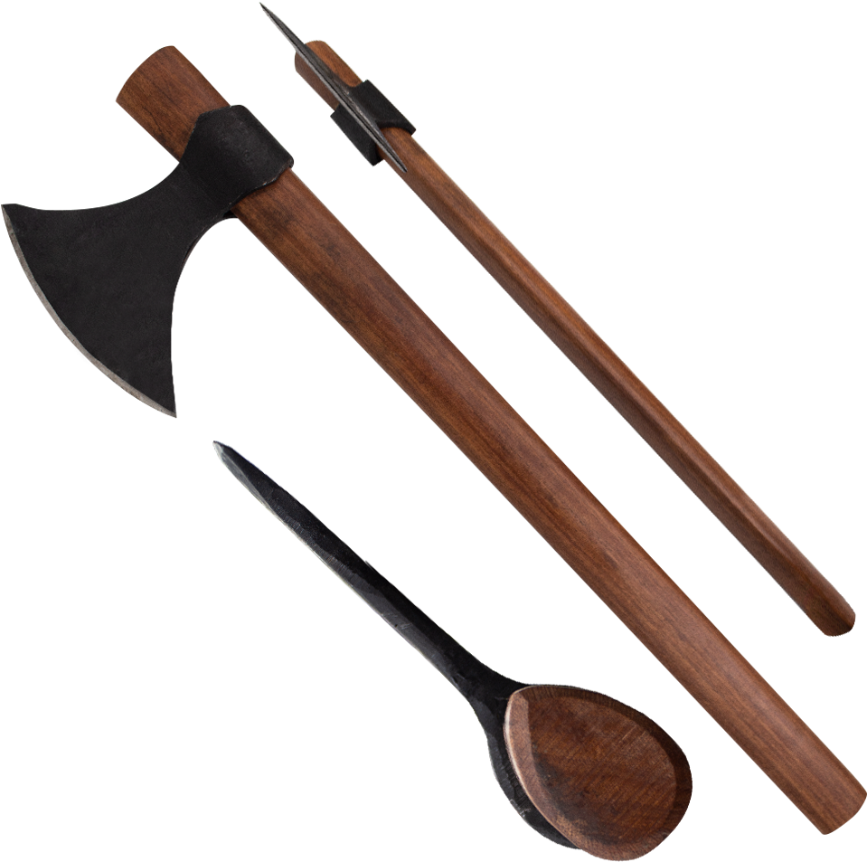 Traditional Axeand Wooden Tools PNG