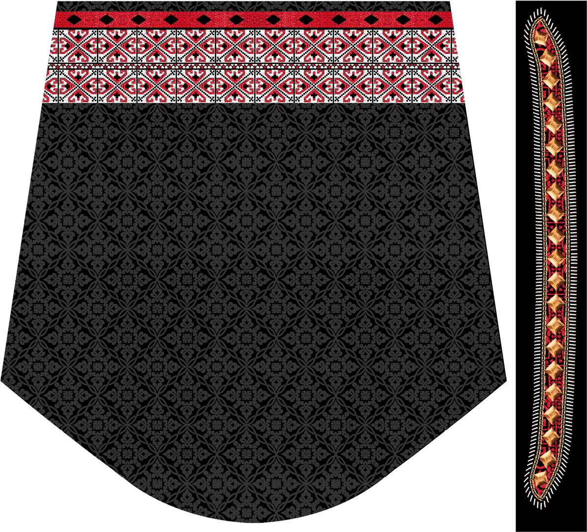 Traditional Black Lehenga Design PNG