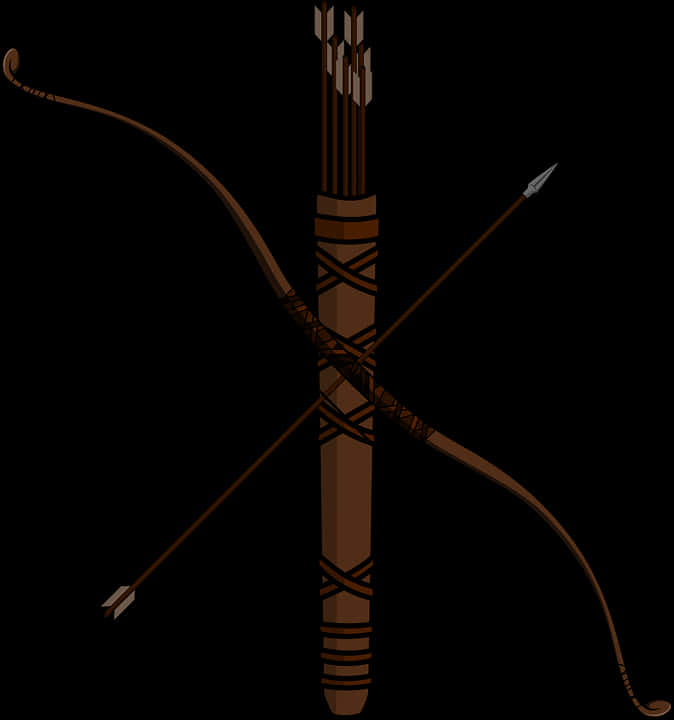 Traditional Bowand Arrow Illustration PNG