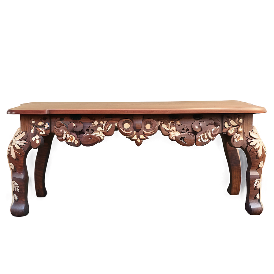 Traditional Carved Wood Table Png 05042024 PNG