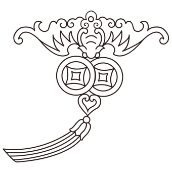 Traditional Chinese Amulet Outline PNG