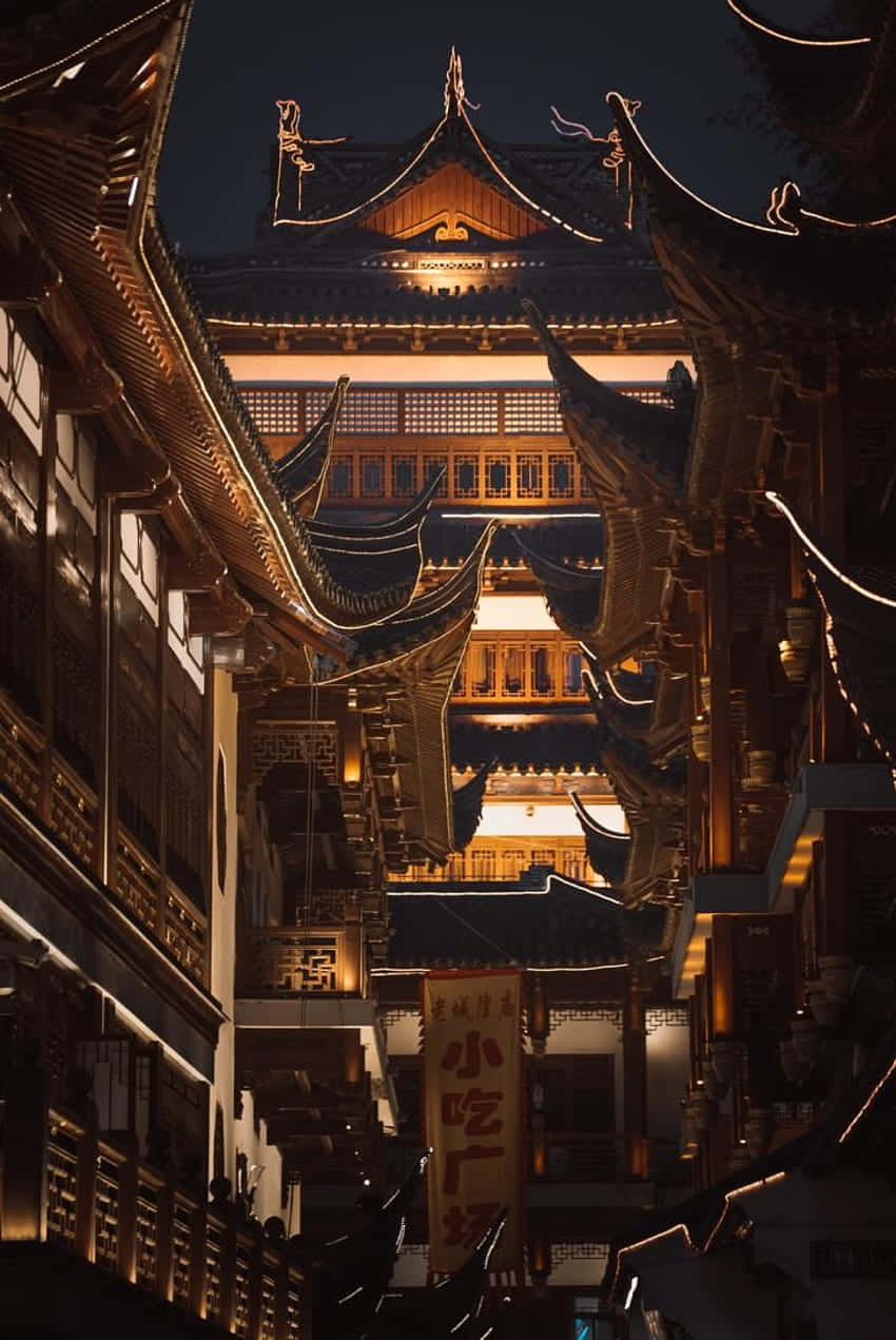 Traditional Chinese Architectureat Night Wallpaper
