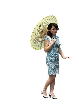 Traditional Chinese Dress Umbrella PNG