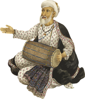 Traditional_ Drum_ Player_ Illustration PNG