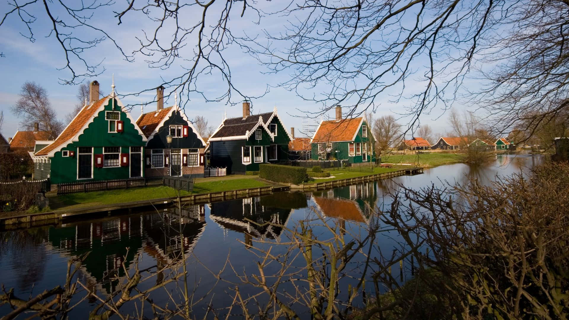 Traditional Dutch Houses Reflection Purmerend Wallpaper