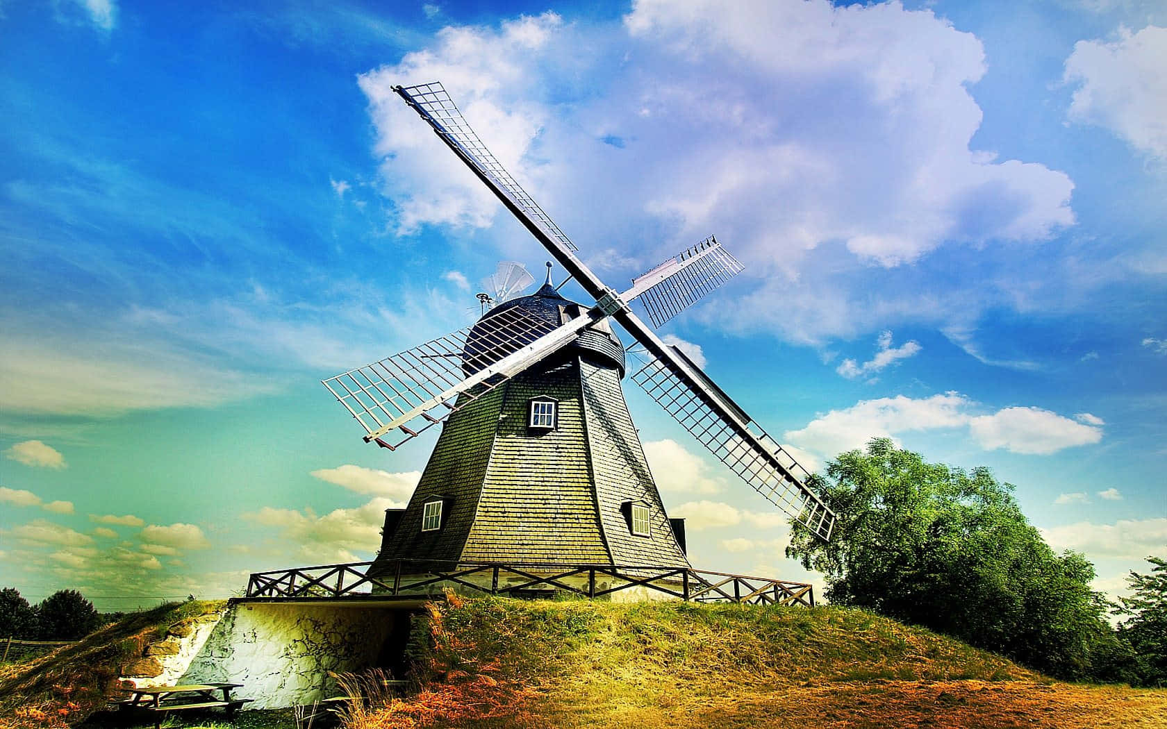 Traditional Dutch Windmill Breda Wallpaper