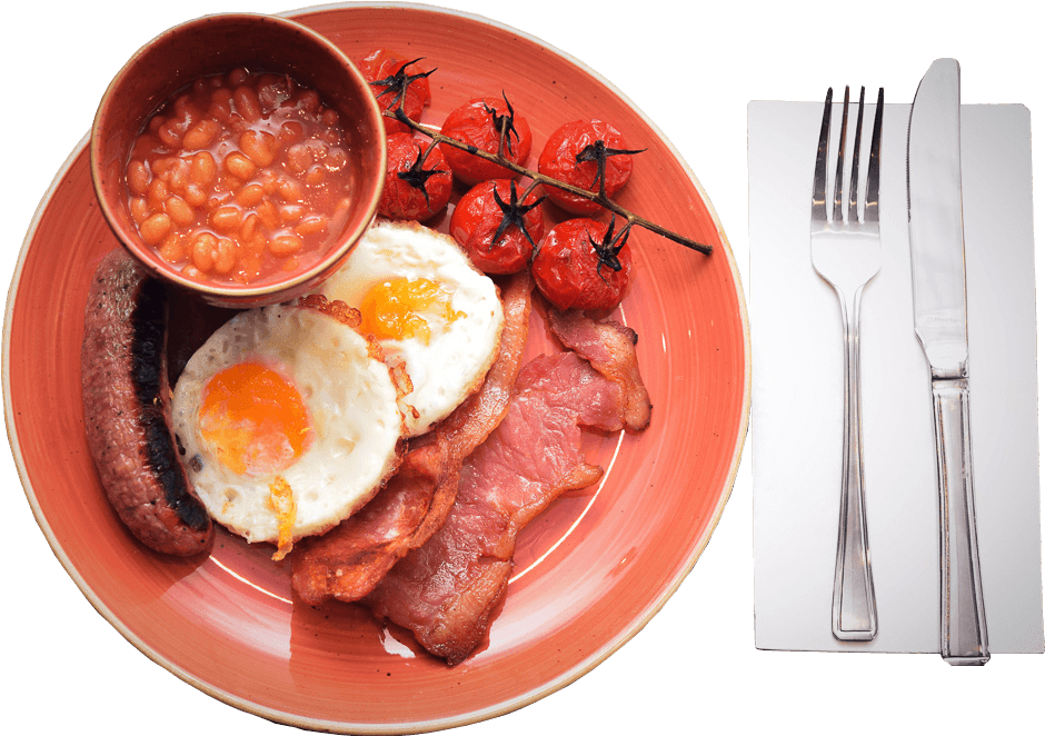 Traditional English Breakfast Plate PNG