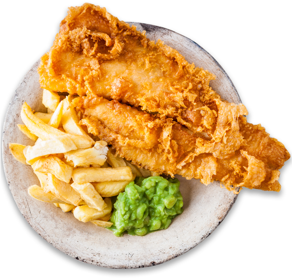 Traditional Fishand Chips Plate PNG