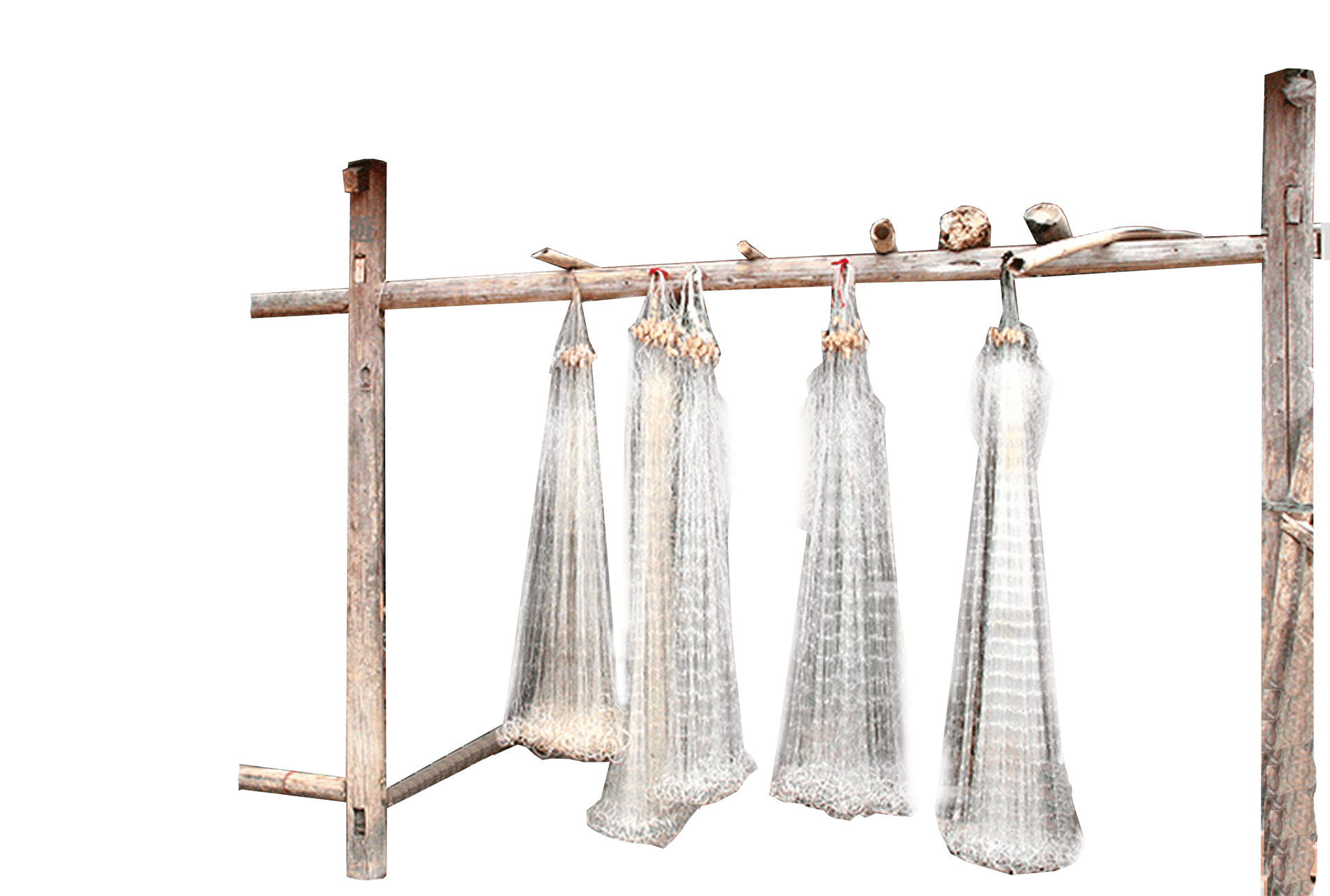 Traditional Fishing Nets Drying PNG