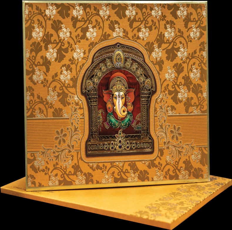Traditional Ganesh Wedding Card PNG