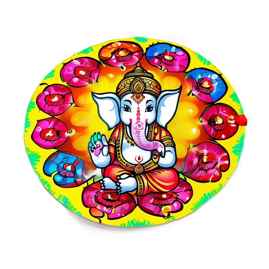 Traditional Ganpati Rangoli Png Wxg PNG