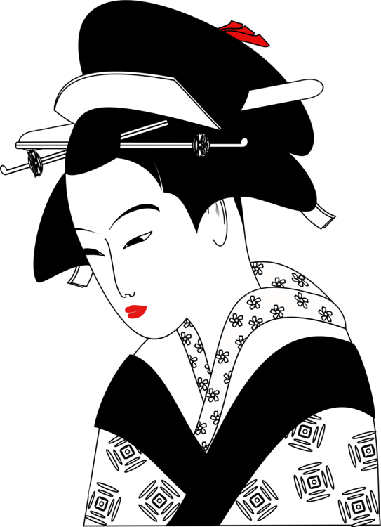 Traditional Geisha Art Illustration PNG