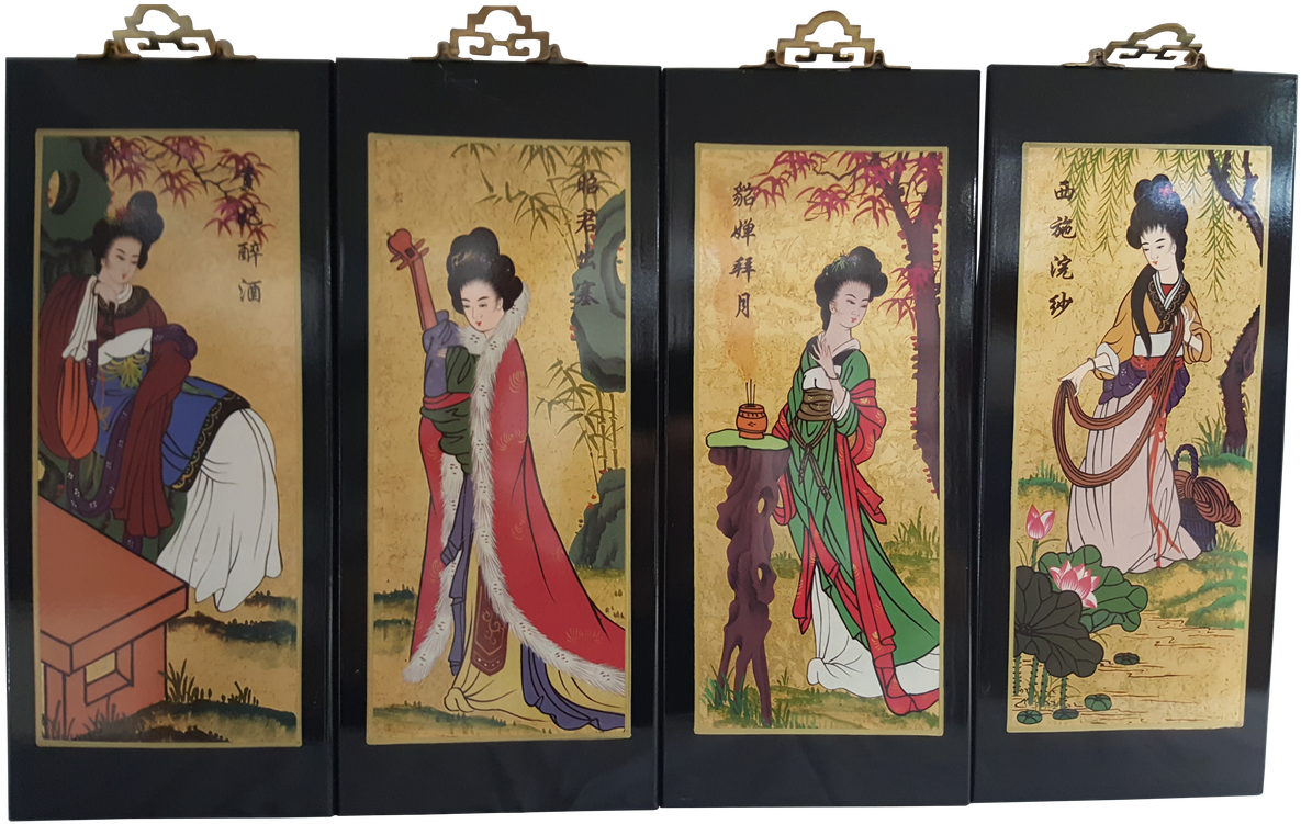 Traditional Geisha Art Panels PNG