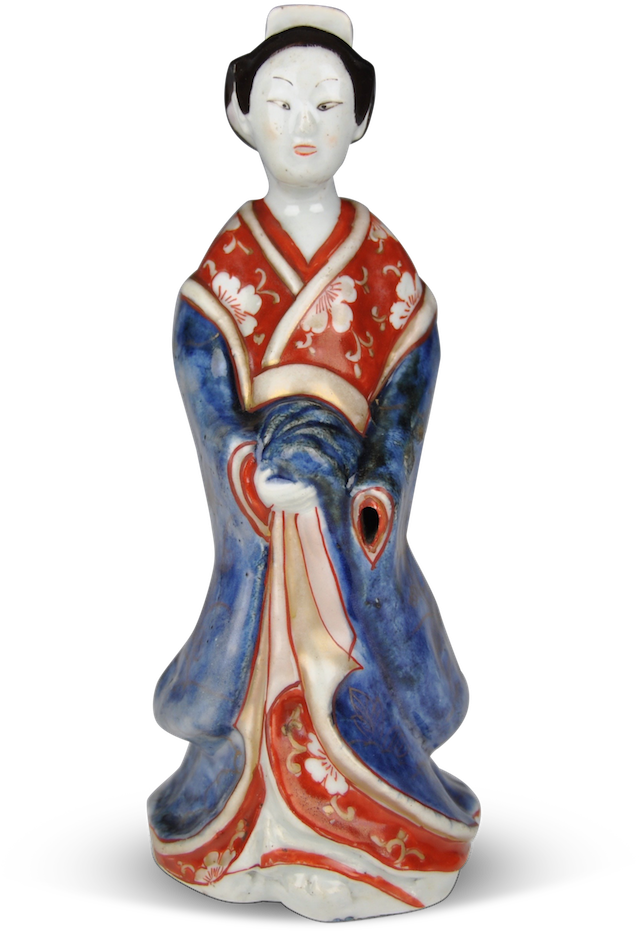 Traditional Geisha Ceramic Figurine PNG