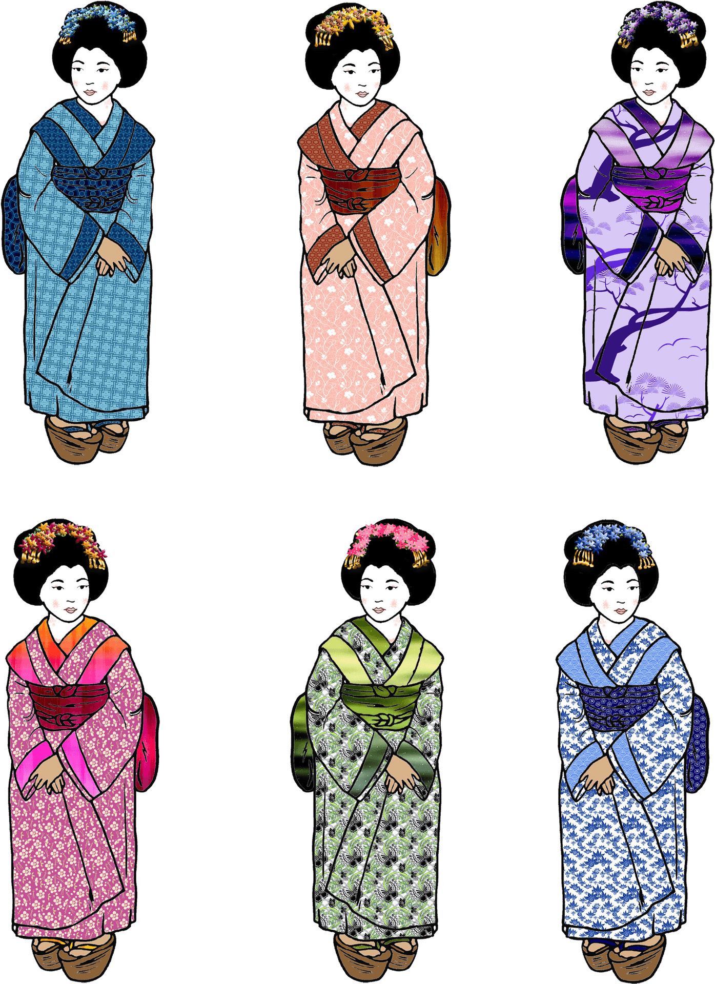 Traditional Geisha Illustrations PNG