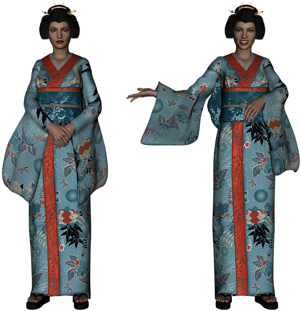 Traditional Geishain Kimono PNG