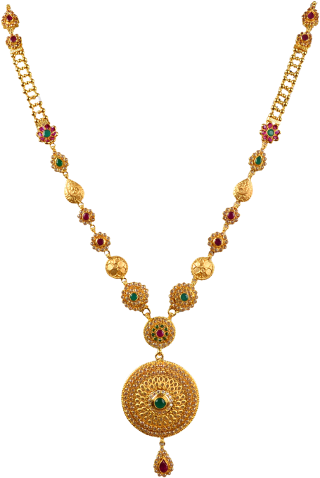 Traditional Gold Necklace Design PNG