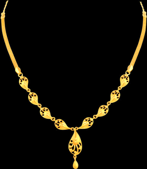 Traditional Gold Necklace Design PNG