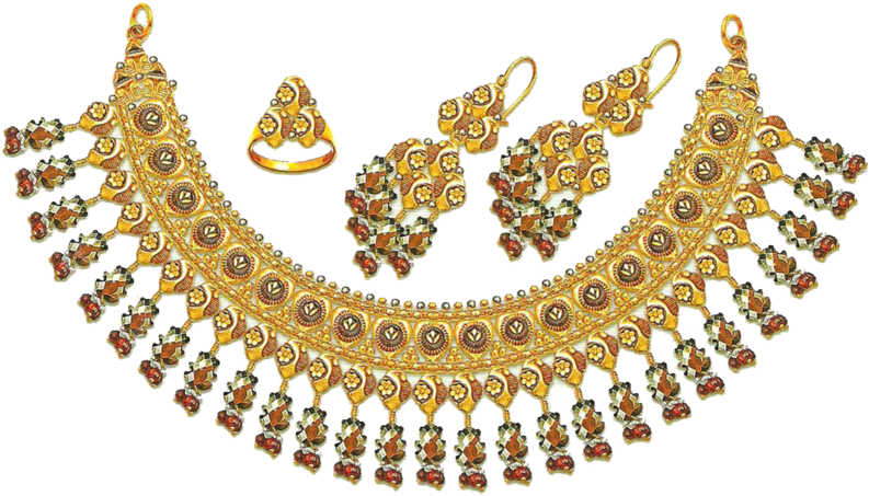 Traditional Gold Plated Jewelry Set PNG