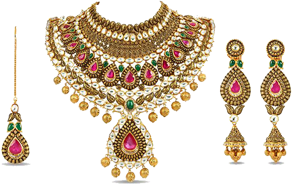 Traditional Gold Plated Jewelry Set PNG