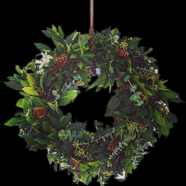 Traditional Green Christmas Wreath PNG
