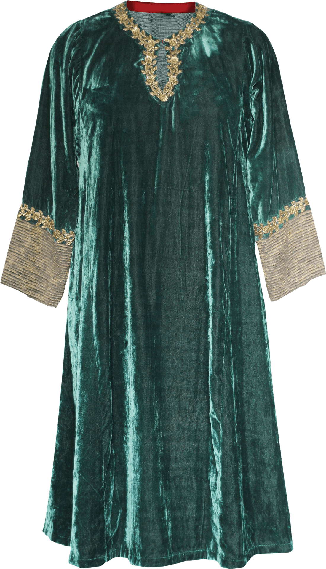 Traditional Green Velvet Kurta PNG