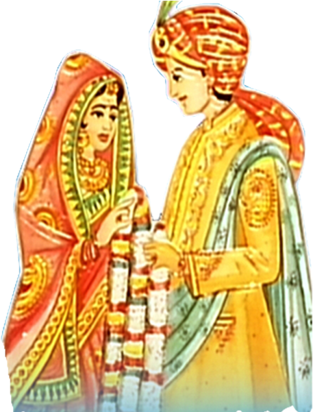 Traditional Hindu Wedding Couple Illustration PNG