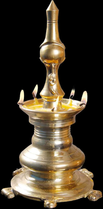 Traditional Indian Brass Lamp PNG