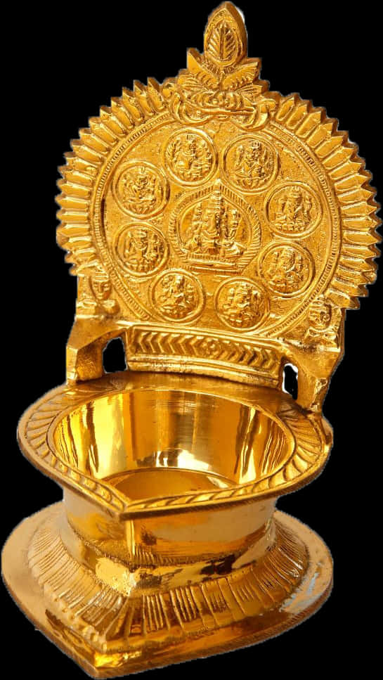 Traditional Indian Brass Lamp PNG