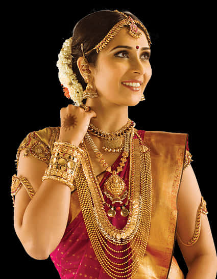 Traditional Indian Bridal Jewelry Model PNG
