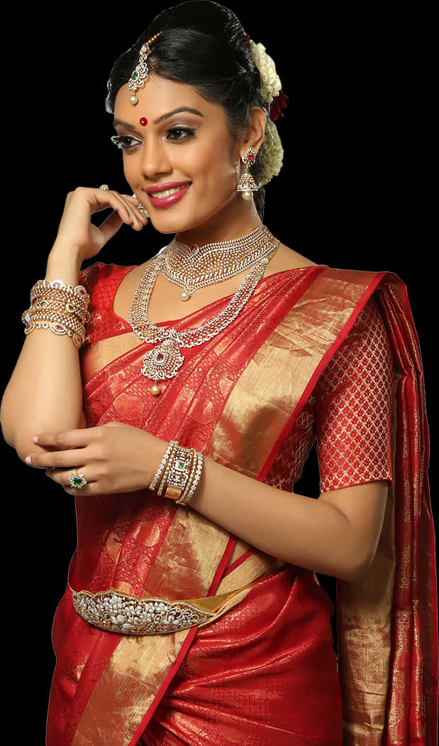 Traditional Indian Bridal Jewelry Model PNG
