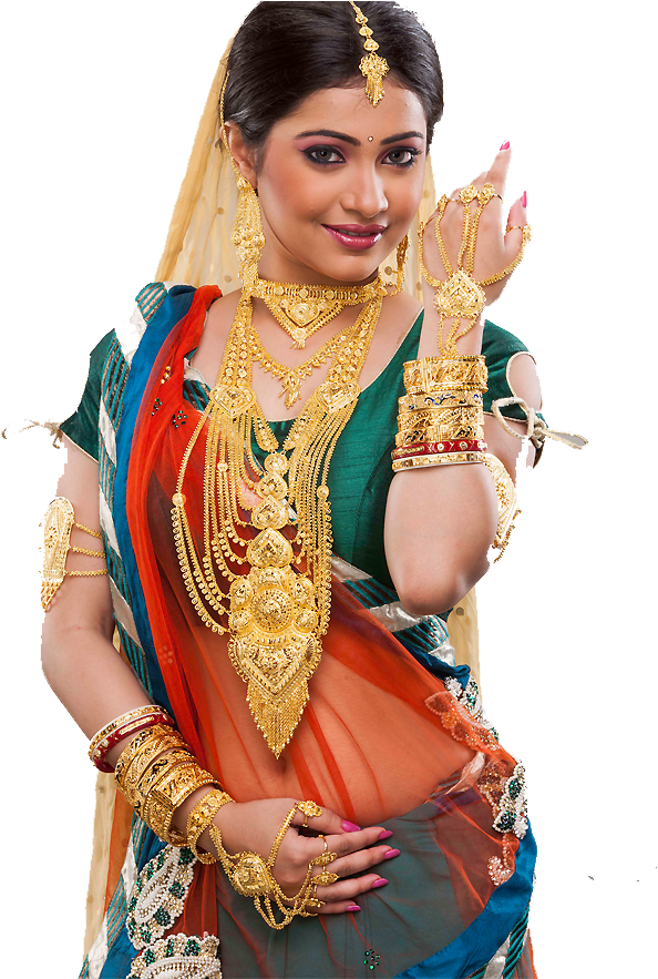 Traditional Indian Bride Jewelry Display PNG