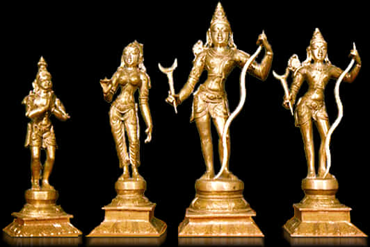 Traditional Indian Bronze Statues PNG