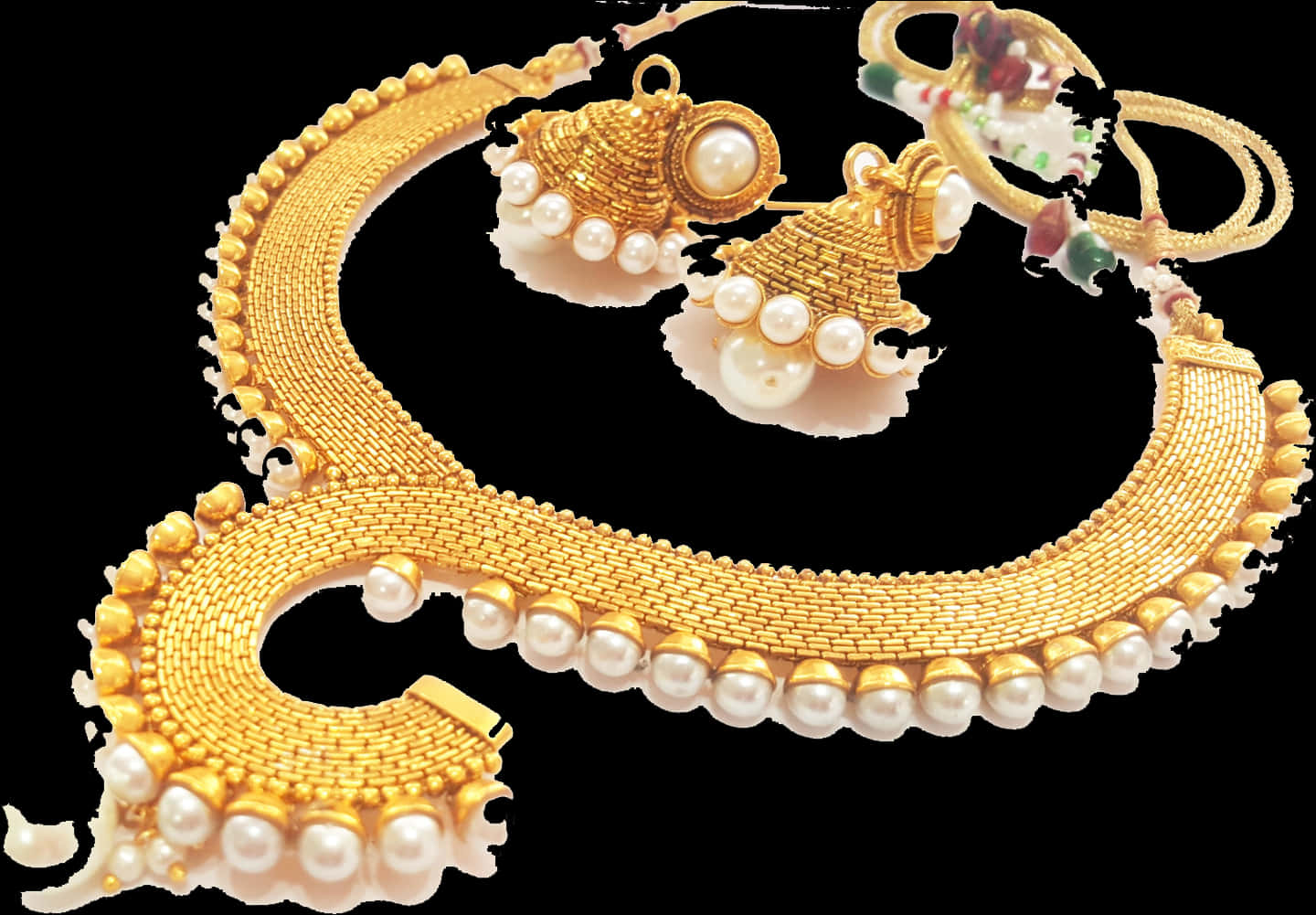 Traditional Indian Gold Jewelry Set PNG