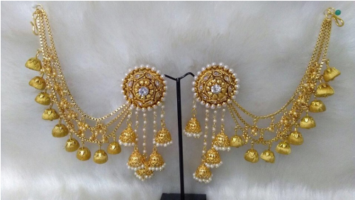 Traditional Indian Gold Jhumka Earrings PNG