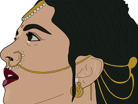Traditional Indian Jewelry Profile Vector PNG