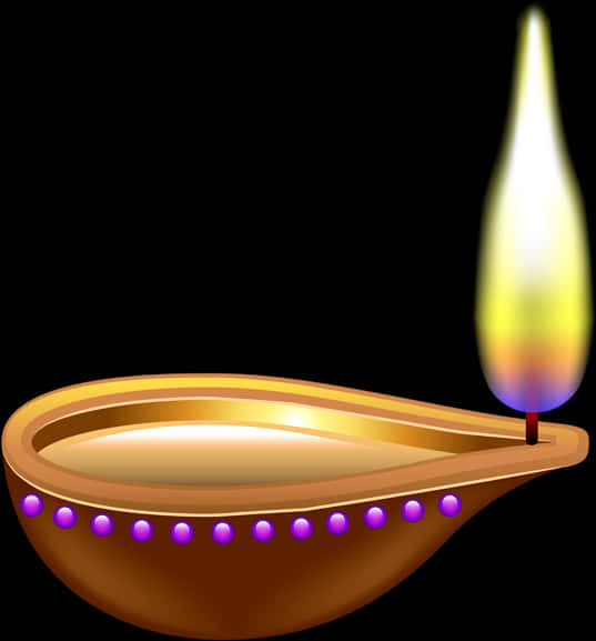 Traditional Indian Oil Lamp Illustration PNG