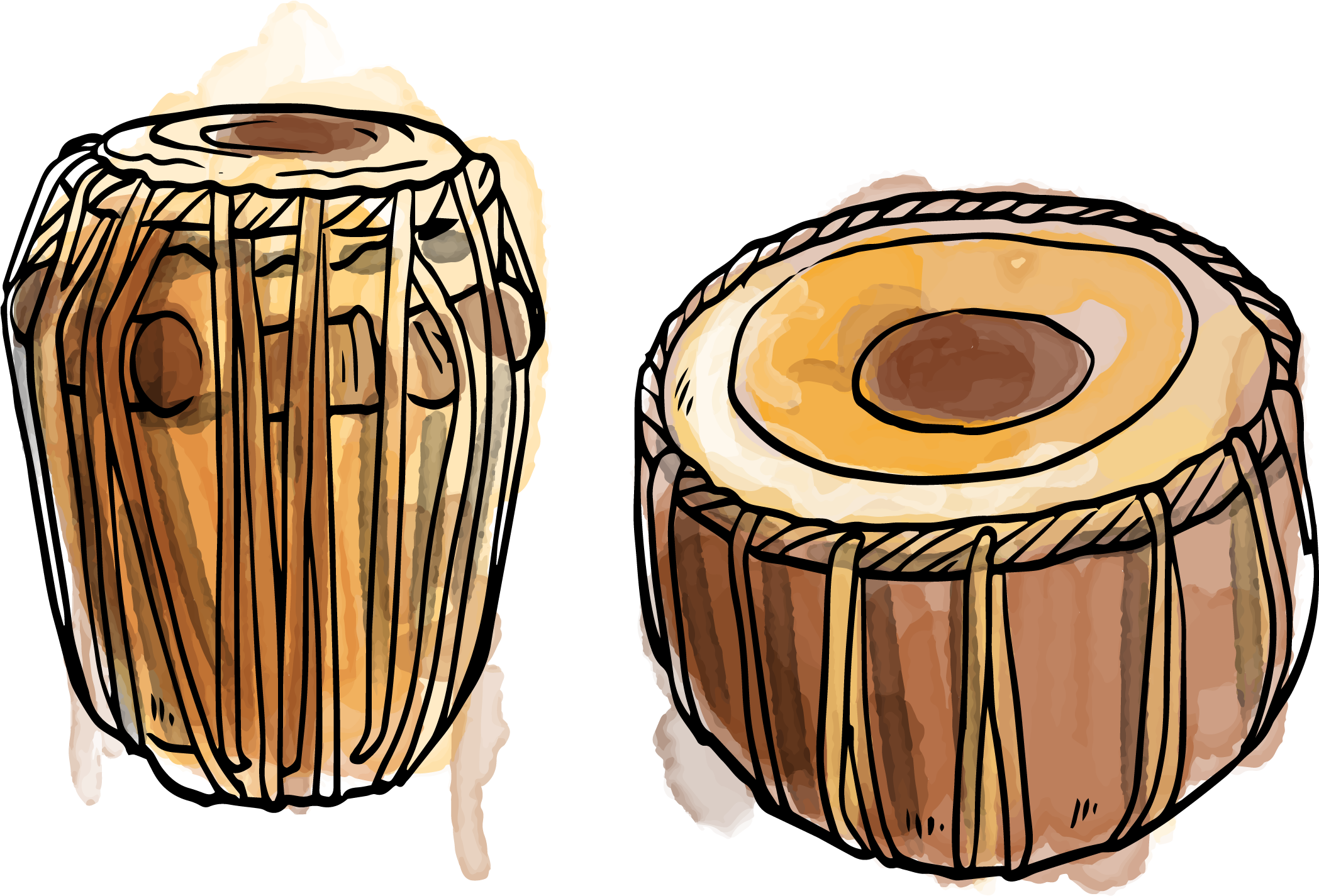 Traditional Indian Tabla Drums Illustration PNG