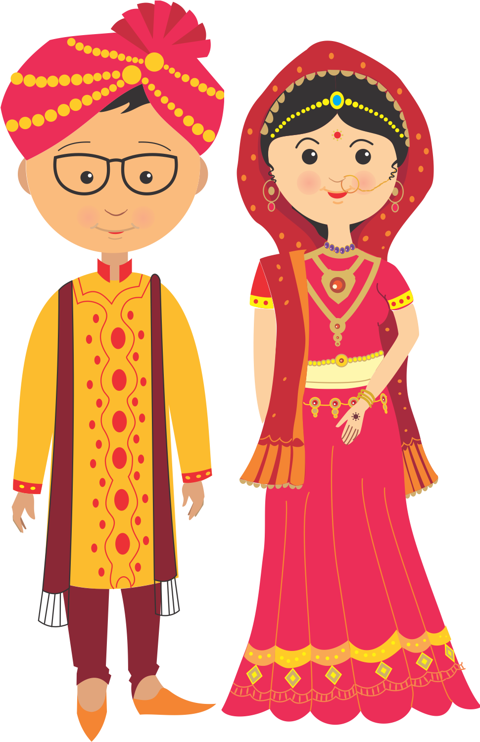 Traditional Indian Wedding Attire Cartoon PNG