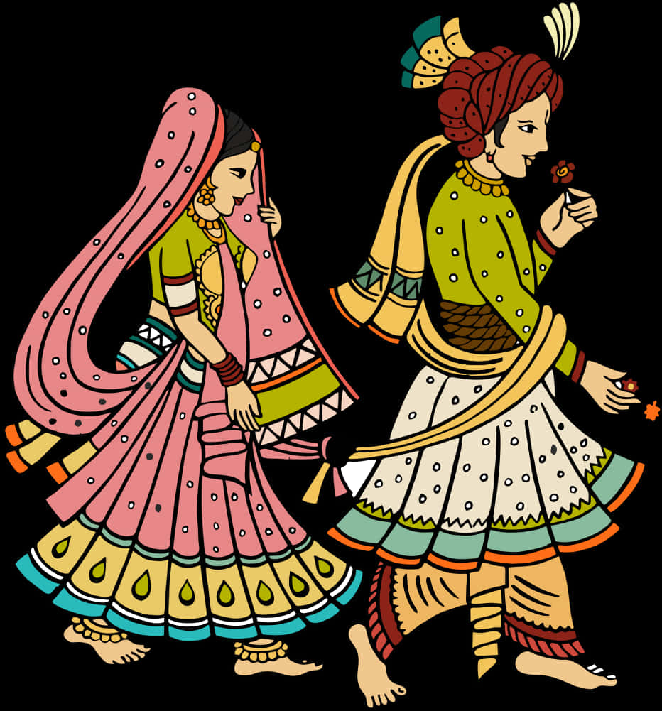 Traditional Indian Wedding Couple Clipart PNG