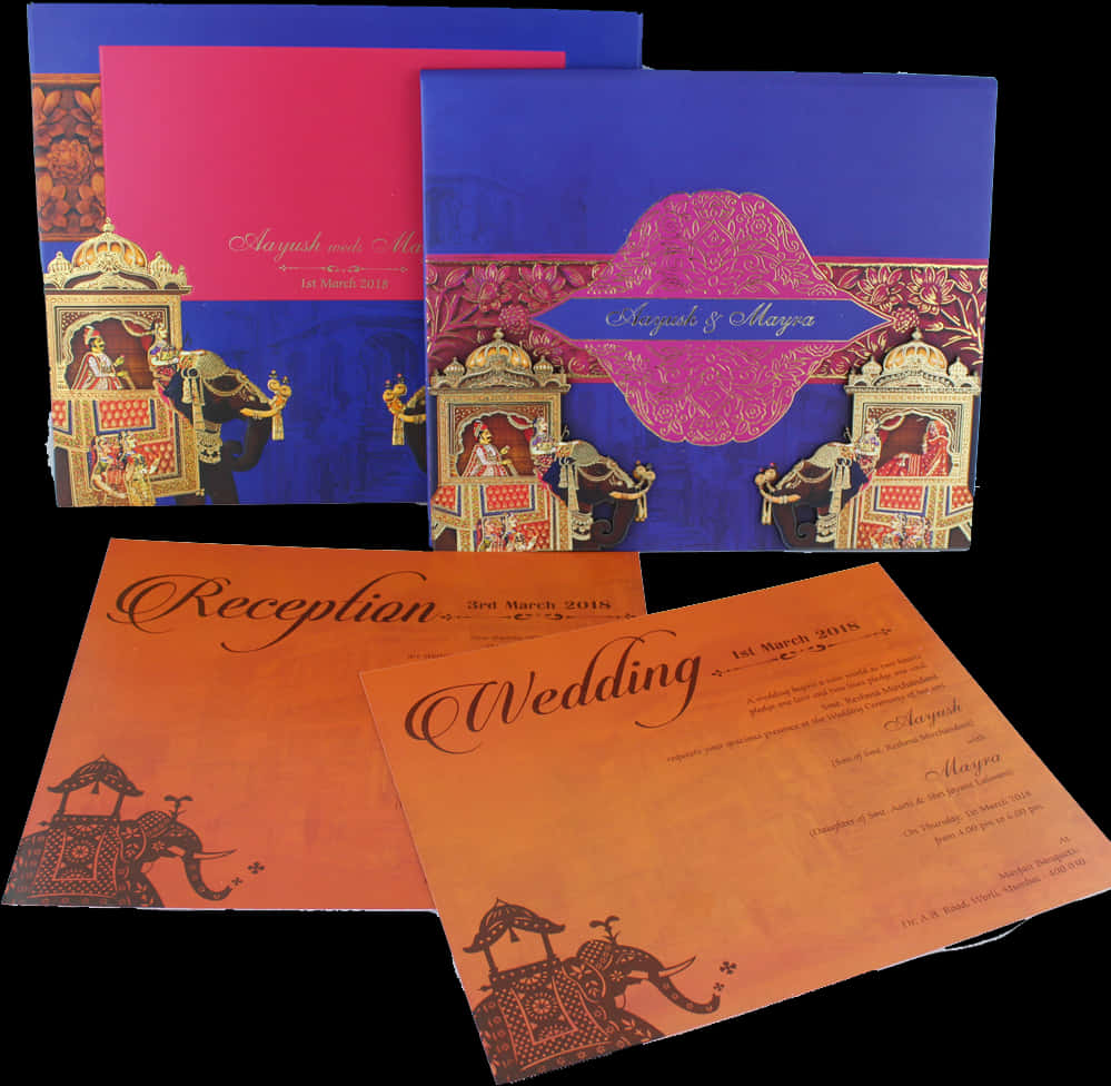 Traditional Indian Wedding Invitation Cards PNG